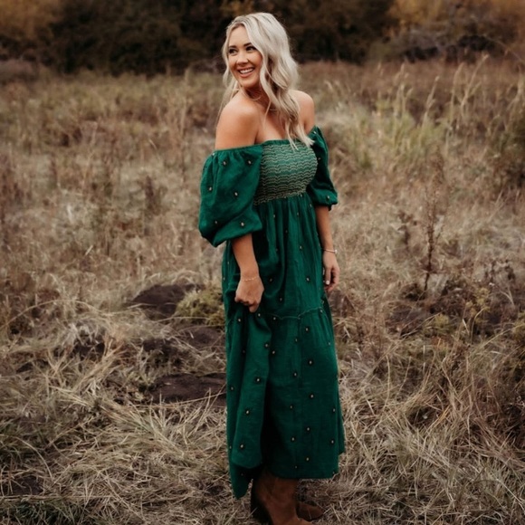 Dahlia Dress Duple Free People Floral Embroidered Boho Large - Picture 2 of 12